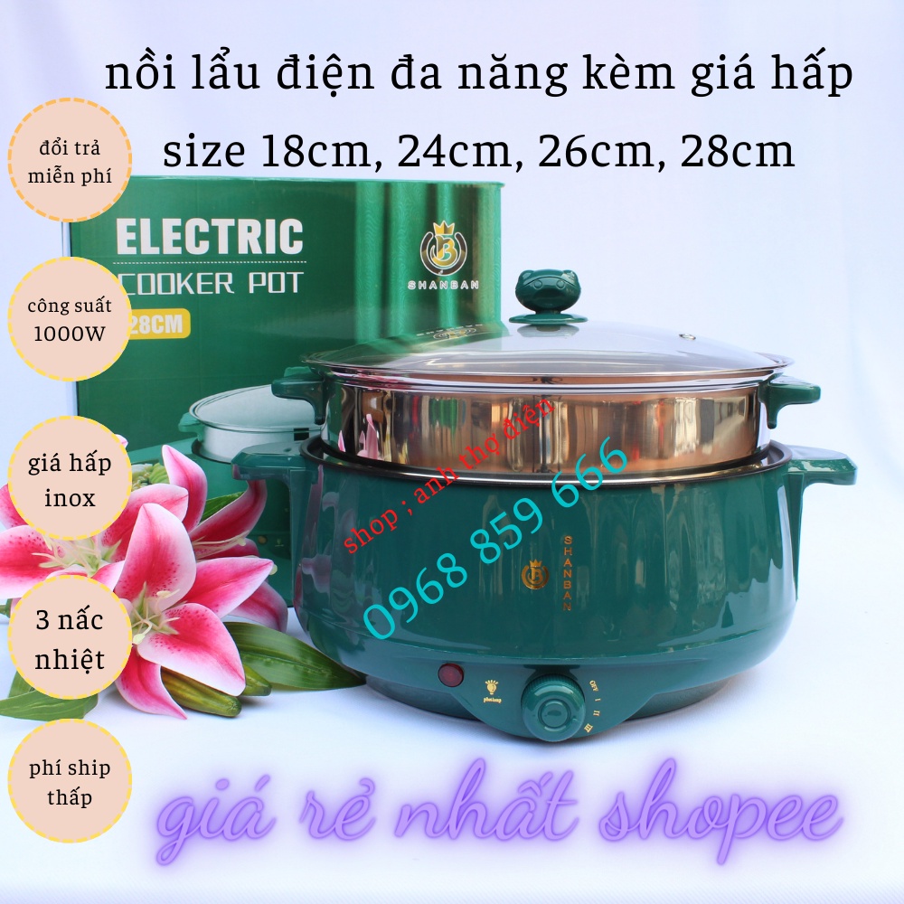Nồi Lẩu Mini Cắm Điện Đa Năng Lớp Chống Dính Teflon Cao Cấp