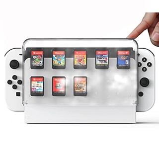 Tấm chắn dock bảo vệ với hộp đựng thẻ trò chơi cho nintendo switch oled, lưu trữ 10 chiếc ns trò chơi