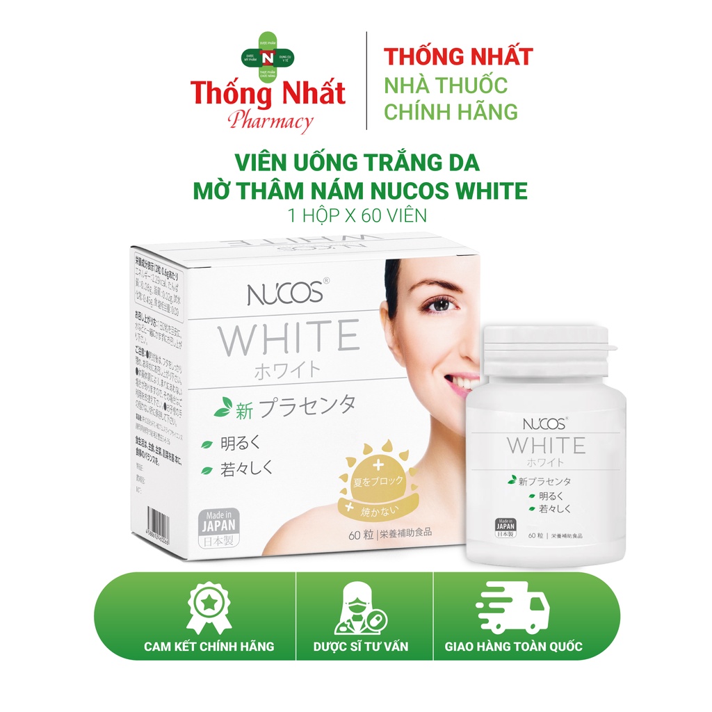 Viên uống trắng da mờ thâm nám Nucos White hộp 60 viên