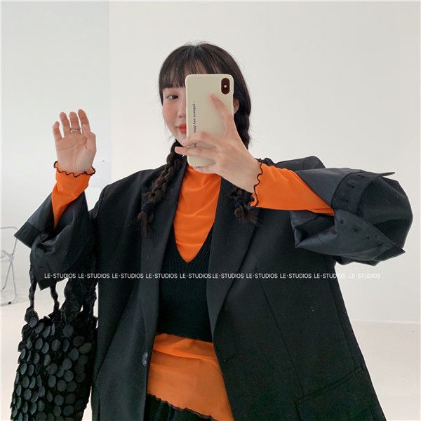 Áo Thun Tay Dài Cổ Cao Mẫu Mới 2022 Thời Trang Mùa Thu Cho Nữ