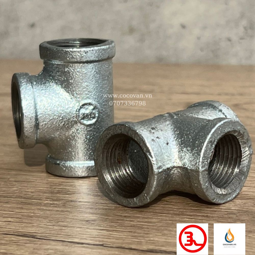 Tê ren mạ kẽm jianzhi 21mm đến 49mm