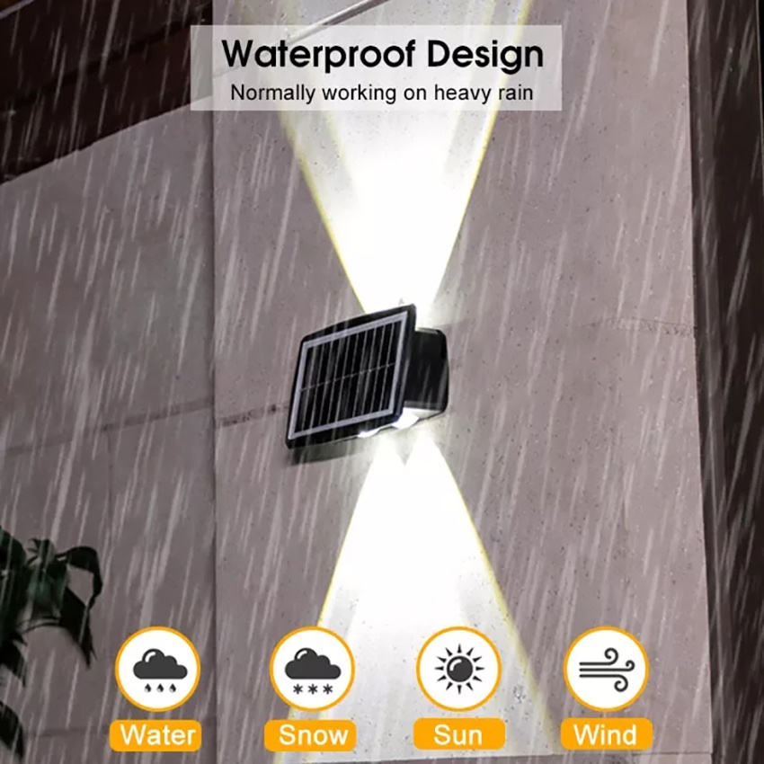 Đèn Led 4 Bóng Năng Lượng Mặt Trời Chống Thấm Nước Trang Trí Sân Vườn