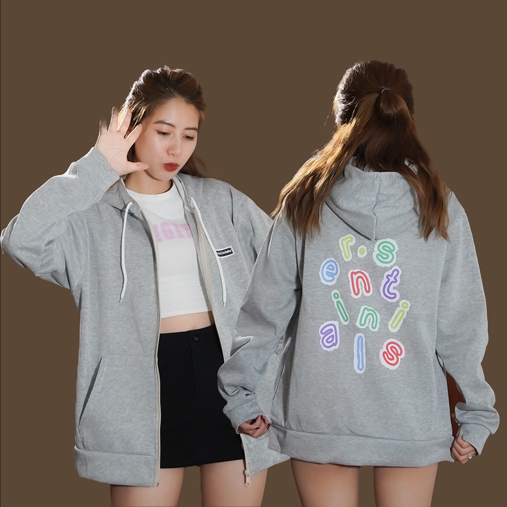 Áo khoác hoodie nam nữ có dây kéo form rộng họa tiết Thêu 4YOUNG DK1612
