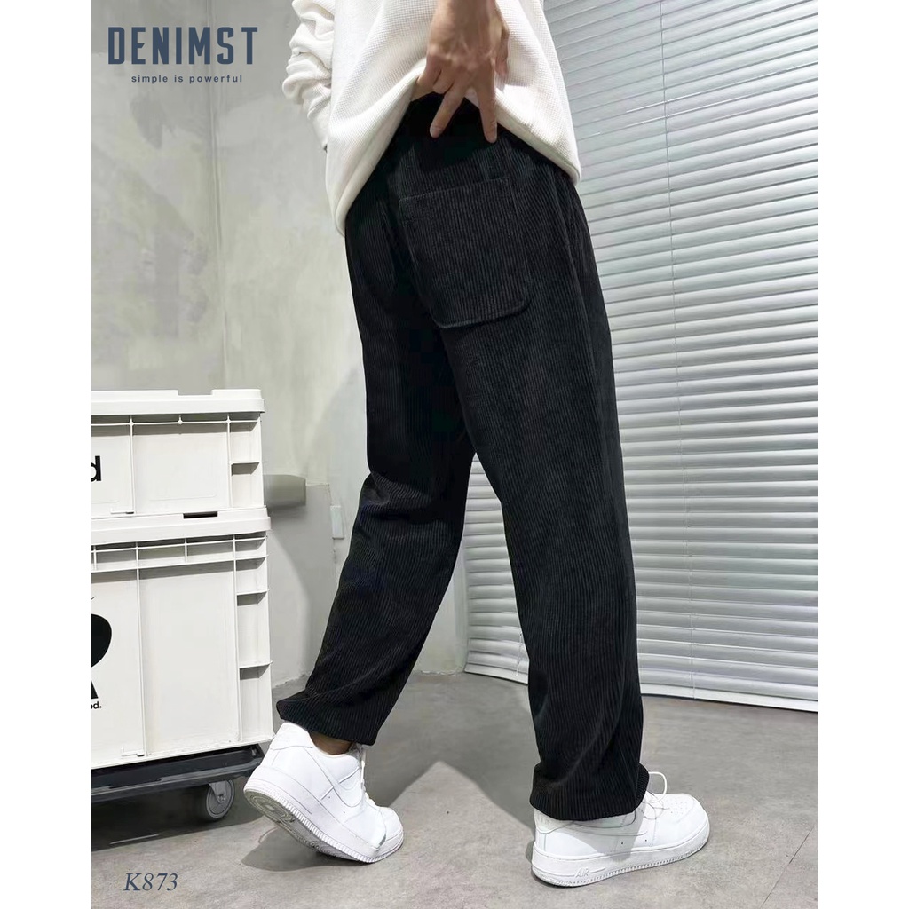 Quần nỉ nhung ống rộng DENIMST K873, quần nỉ jogger chất nỉ nhung tăm cao cấp