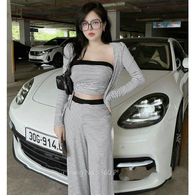 Set sọc suông 3 món loại đẹp ( hình thật trải sàn )