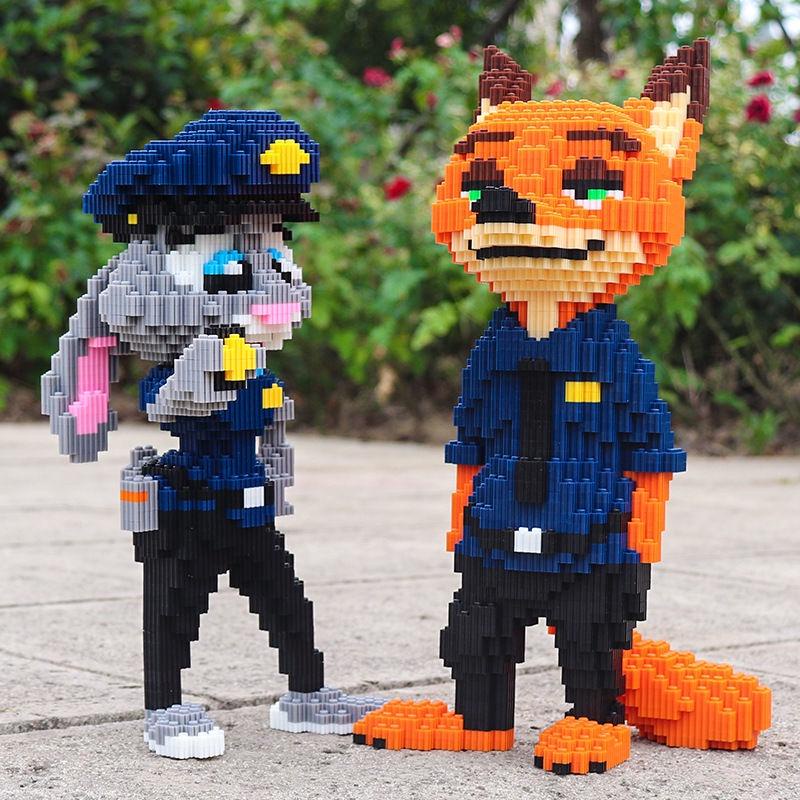 Đồ Chơi Lắp Ráp mô hình 3D Chú Thỏ Cảnh Sát, Cáo Dễ Thương Nhân Vật Zootopia Và Thỏ Judy Nick cho bé