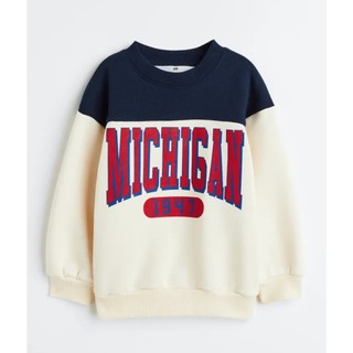 Áo michigan trắng navy cổ tròn