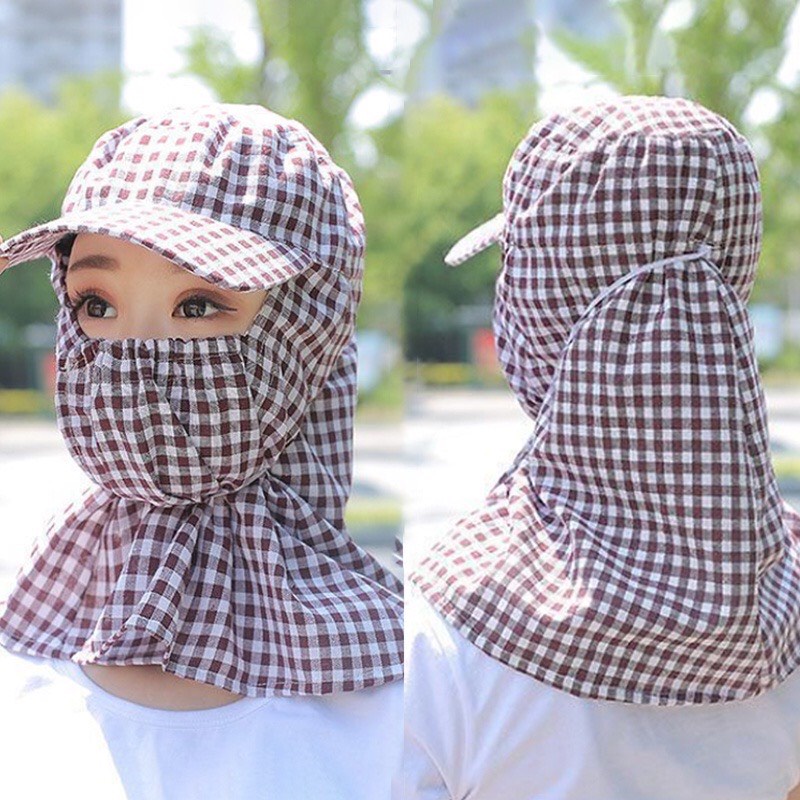 Mũ chống nắng nữ ninja che kín mặt cổ có chìa rộng thoáng mát liền khẩu trang