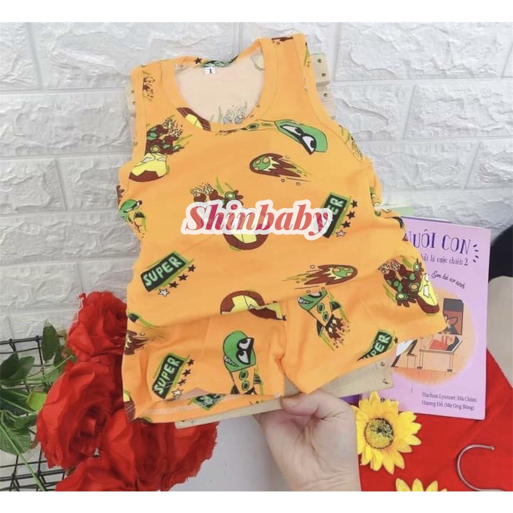 Set 3 bộ ba lỗ thun cotton nhiều họa tiết xinh xắn cho bé mềm mát thấm hút mồ hôi