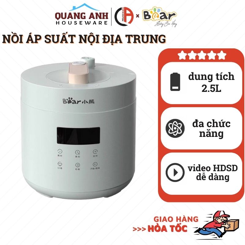 Nồi áp suất nồi cơm điện mini Bear A25F1 có video hướng dẫn sử dụng 10 chức năng tiện lợi