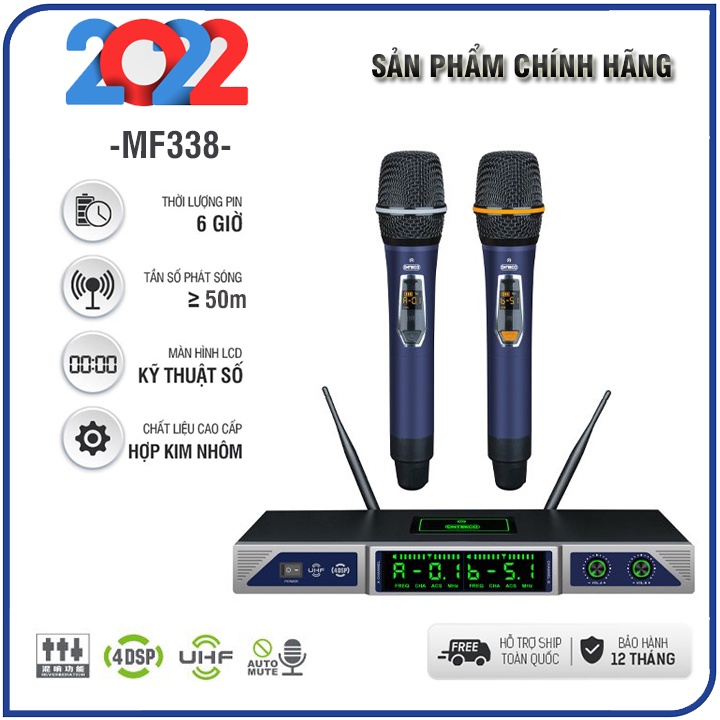 Bô Micro không dây Karaoke cầm tay MF338 | MU02 | On-Tek V5 Cao cấp, chính hãng - Bảo hành 12 Tháng