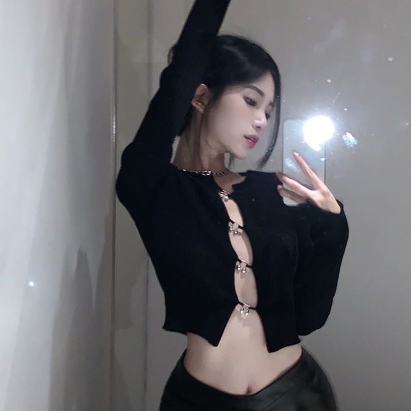 IELGY IELGY Áo Dệt Kim Dáng Ngắn Thời Trang Cho Nữ