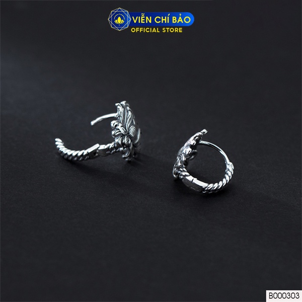 Bông tai bạc nữ hoa sen cổ điển chất liệu bạc Thái 925 thời trang phụ kiện trang sức Viễn Chí Bảo B000303