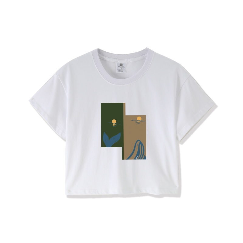 Xiaozhainv Áo croptop XIAO ZHAI NV tay ngắn cổ tròn dáng rộng in họa tiết phong cách hip hop Hàn Quốc cá tính có 2 màu đen/trắng