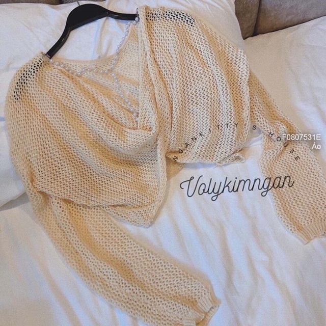 Áo Len dài tay xoắn lưng kèm dây ngọc TT0807