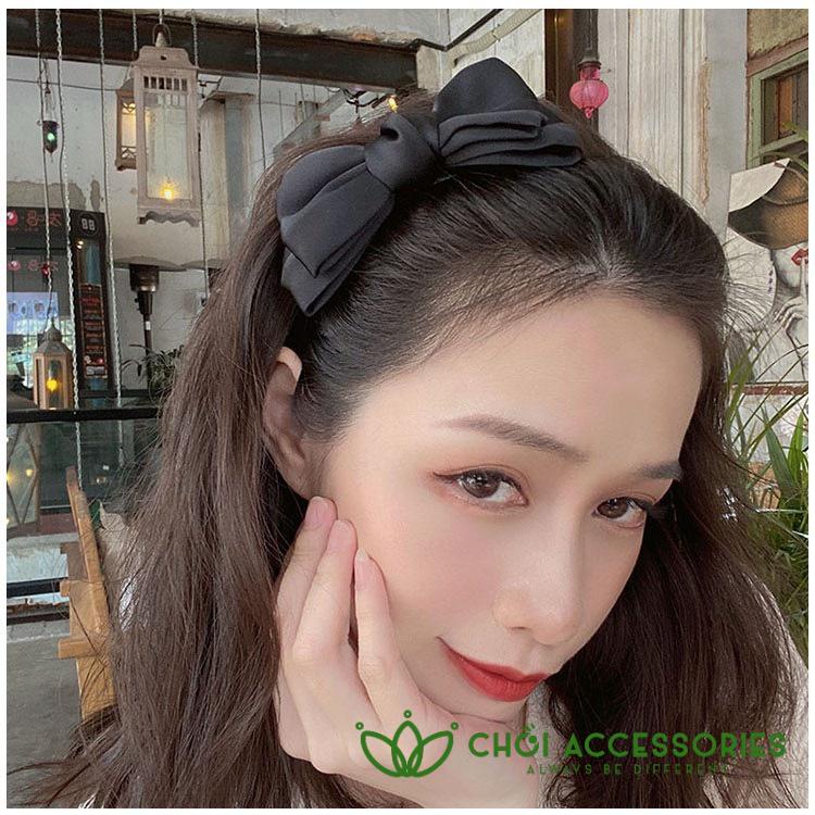 Bờm tóc nơ lụa hai tầng, bờm tóc nữ tính phong cách Hàn Quốc - Y043