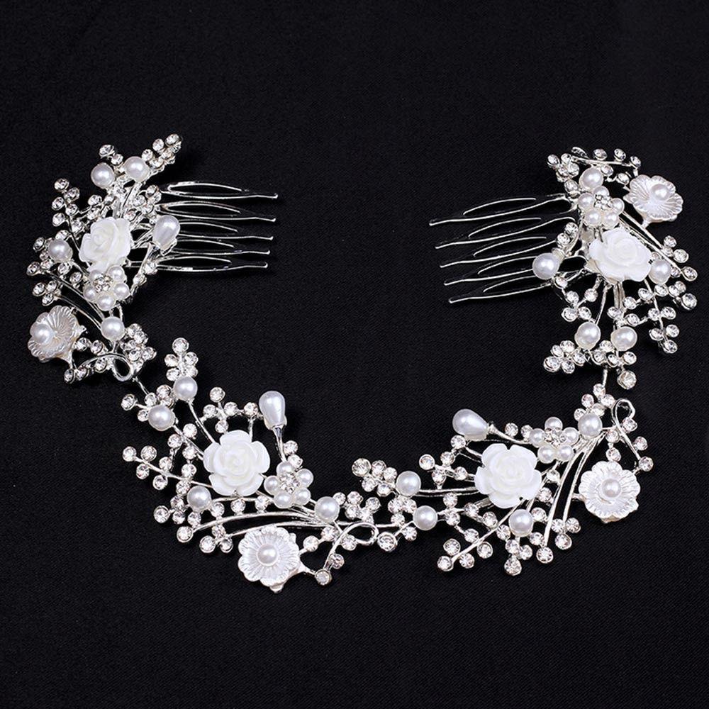 MAG Cài Tóc Hình Lá Đính Ngọc Trai Cho Cô Dâu