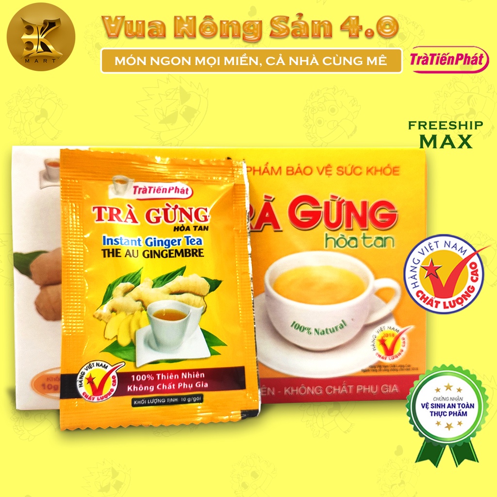 Trà Gừng Hòa Tan 200G (Hộp 20 Gói) TIẾN PHÁT Giúp Giảm Đau Bụng - Tay - Chân Do Nhiễm Lạnh