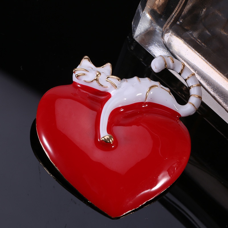 Trâm Cài Áo Hình Mèo Trắng Đen Hoạt Hình Sáng Tạo