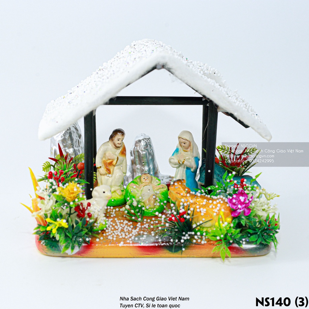Hang đá Noel Giáng Sinh mái nhà tuyết NS140 Quà tặng Công Giáo, trang trí Noel