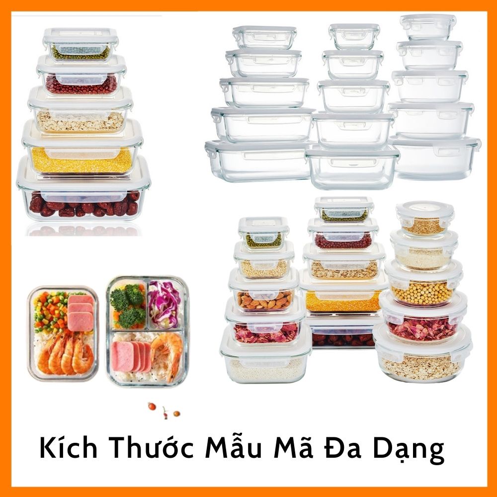 [Mã BMLT35 giảm đến 35K đơn 99K] [XẢ KHO] Bộ 3 Hộp Cơm Thủy Tinh COBACOOK Hình Chữ Nhật 370ml Kèm Túi Giữ Nhiệt- CCL33BS