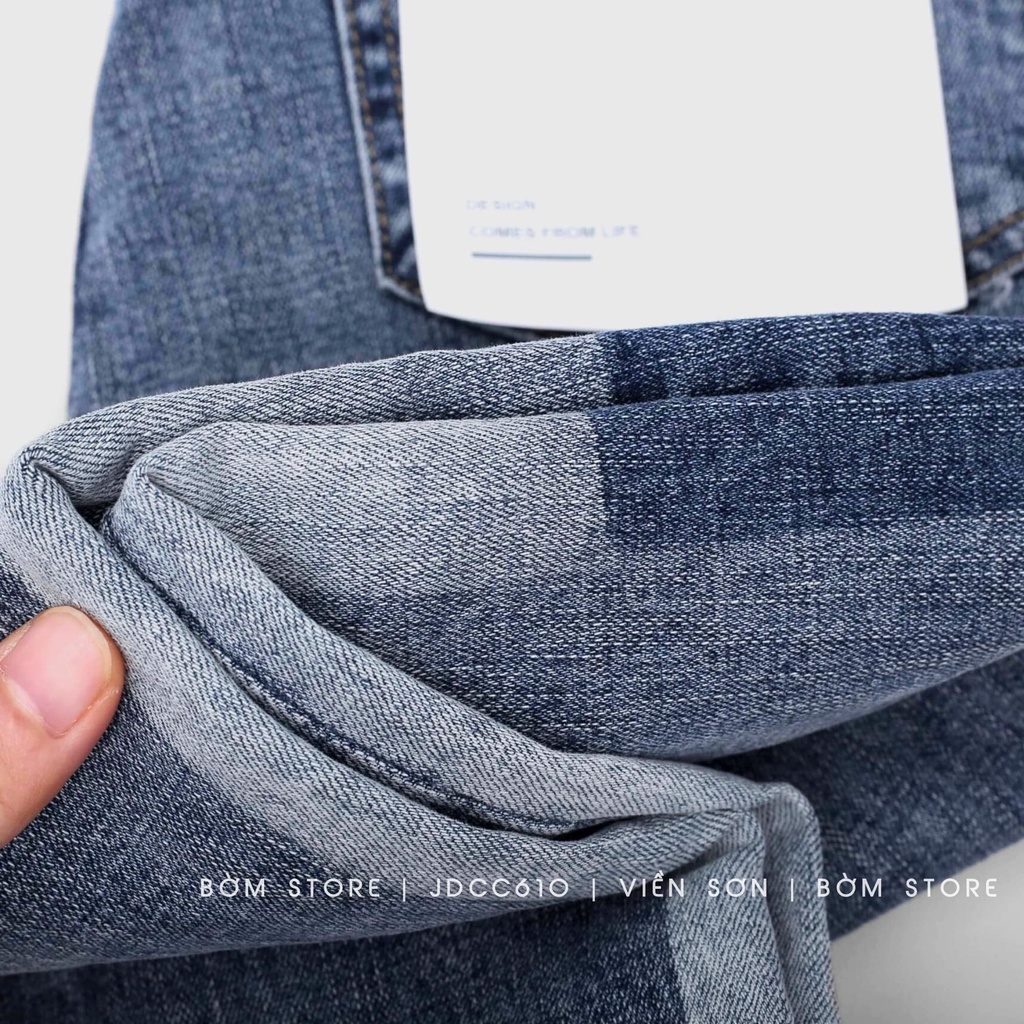Quần Jean Dài Nam Cao Cấp Mẫu Xanh Viền Sơn Không Lai BEACON DENIM Form Slim Fit JDCC610