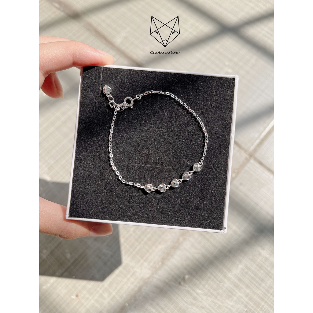 Lắc Chân Bạc Ta Cao Cấp CaoBac Silver Họa Tiết Năm Tim Trơn Món Quà Dành Tặng Riêng Cho Bạn Gái