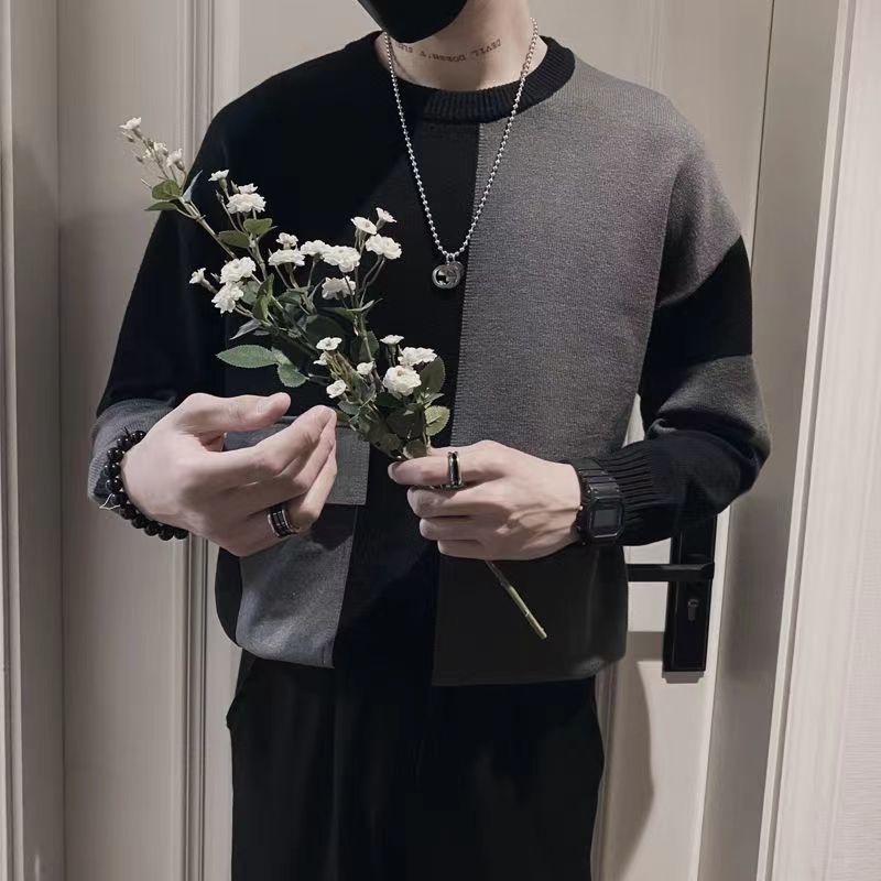 Áo Sweater Dệt Kim Cổ Tròn Thời Trang Thu Đông Cho Nam Giới