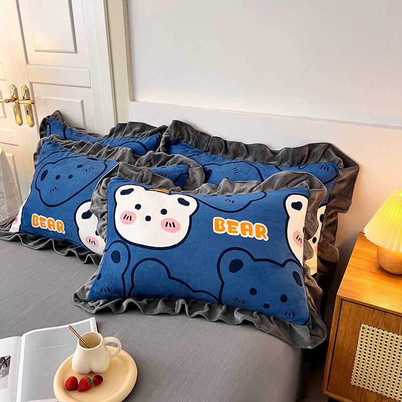 Vỏ Gối Nhung Họa Tiết Hoạt Hình Dễ Thương Kích Thước 48 * 74Cm