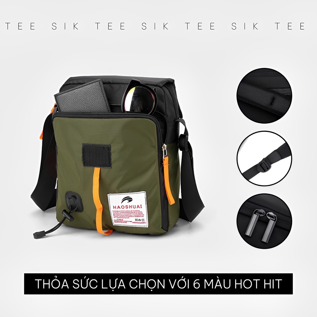 Túi đeo chéo nam cao cấp TEE SIK túi chéo nam đựng ipad vải canvas nhiều ngăn chống nước thích hợp đi chơi TS26