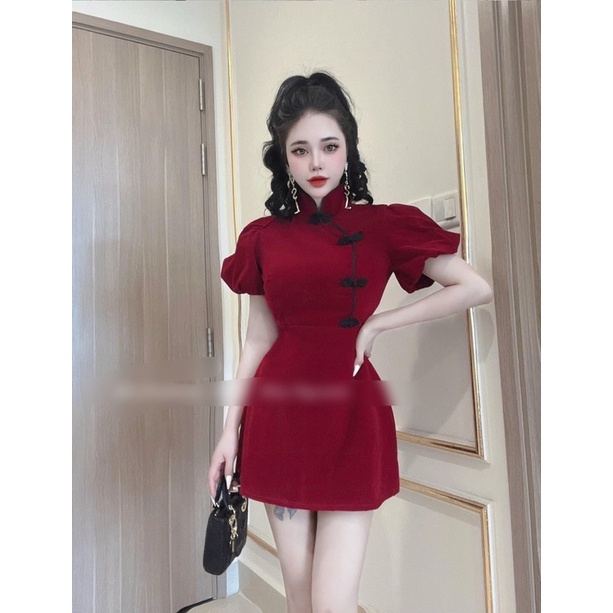 Đầm nhung cổ tàu bigsize