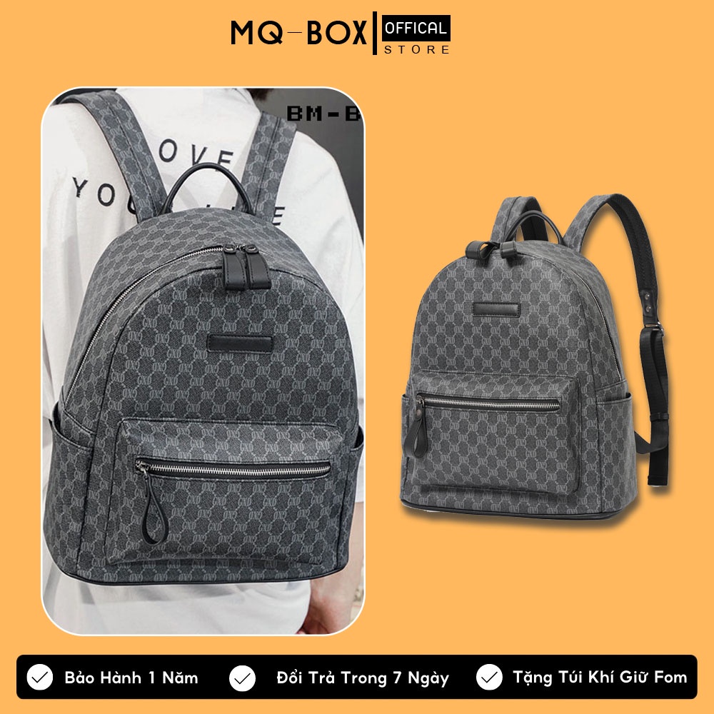 Balo da cao cấp chống nước cặp đi học đi chơi thời trang nam nữ balo lv da PU BLACKB - B03