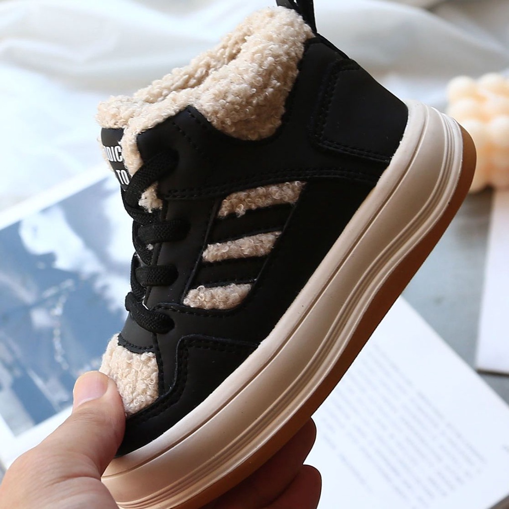 Giày Bốt Cotton Phối Lông Cừu Dễ Thương Cho Bé