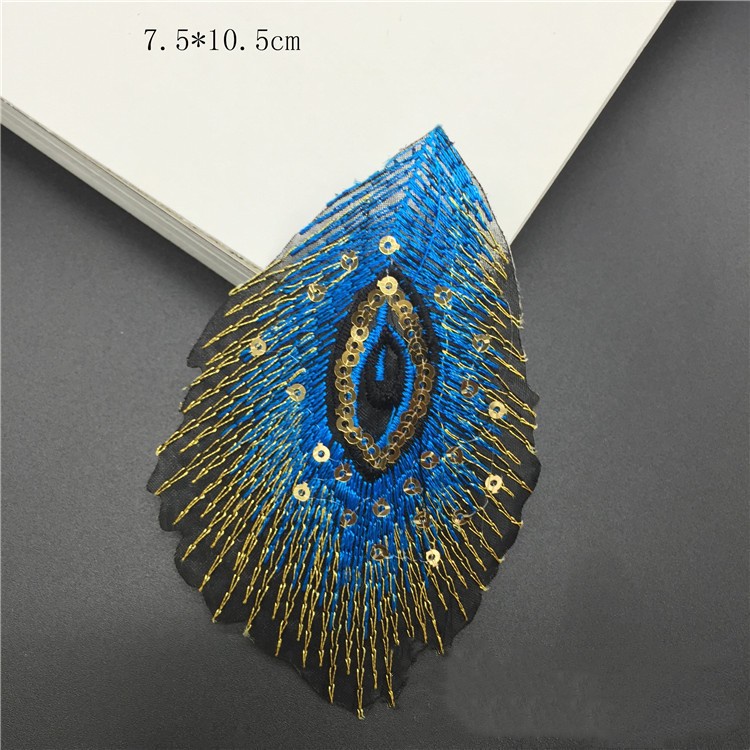 Miếng Dán Ủi Quần Áo Hình Lông Vũ / Chim Công Đính Kim Sa Lấp Lánh