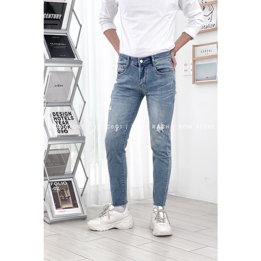 Quần Jean Dài Nam Cao Cấp Mẫu Xanh Rách BEACON DENIM Form Slim Fit JDCC601