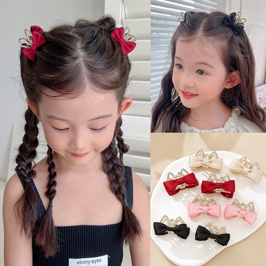 Kẹp Tóc Hình Nơ Đính Đá Dễ Thương Cho Bé Gái
