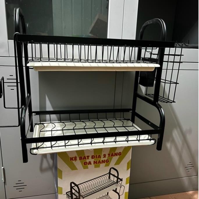 Kệ Bát Đĩa Đa Năng Thông Minh - Giá Để Chén Đĩa Trên Bồn Rửa Bát Thép Carbon Sơn Đen Cao Cấp 2023