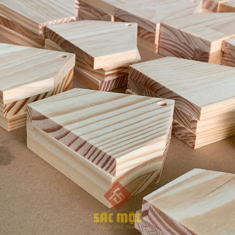Bộ 3 Phôi Gỗ Hình Ngôi Nhà Vẽ Tô Màu Trang Trí Cho Giáng Sinh
