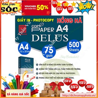 Giấy in a4 hồng hà delus 75gsm ineco