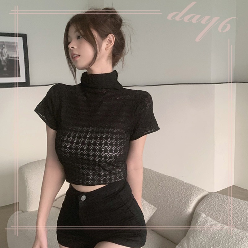 Áo Thun Croptop Tay Ngắn Màu Sắc Đơn Giản Quyến Rũ Cho Nữ