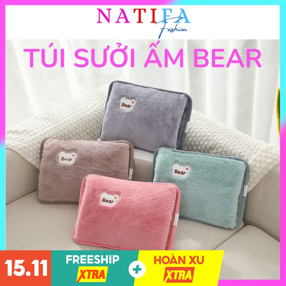 Túi Sưởi Chườm Nóng Đau Bụng Gấu Bear Cắm Điện Dễ Thương Đa Năng Đủ Mẫu Có Hình Thật NATIFA Bear