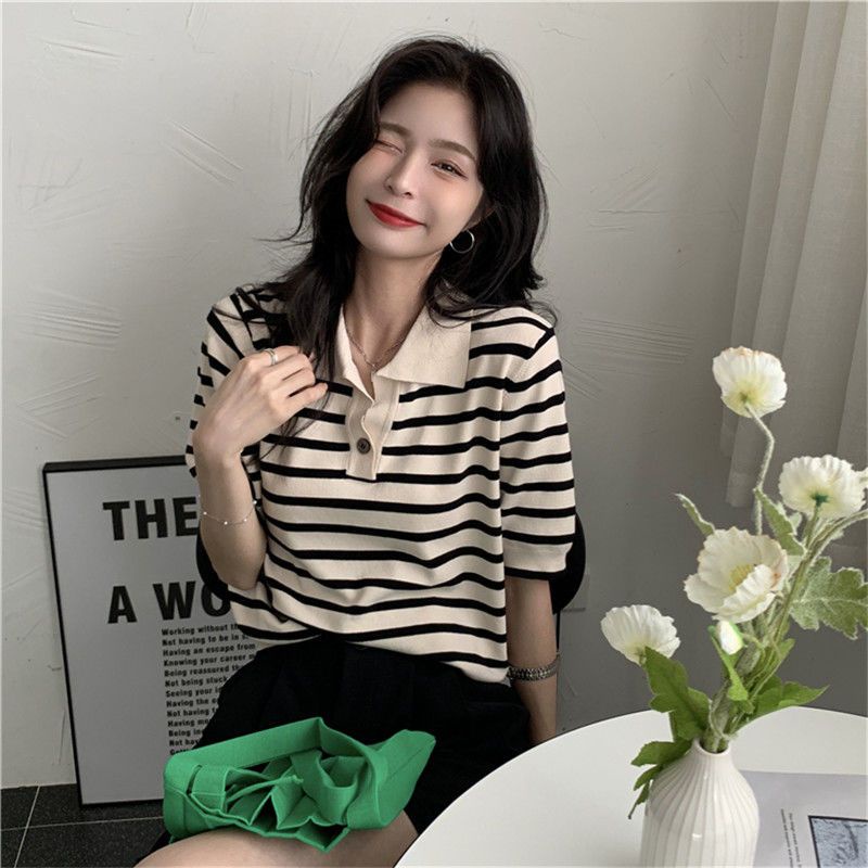 Áo Thun polo Ngắn Tay Họa Tiết Kẻ Sọc Thời Trang Hong Kong | BigBuy360 - bigbuy360.vn