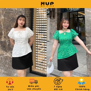 Set áo Peplum tay phồng kèm chân váy chữ A bigsize MUP Bigsize set03