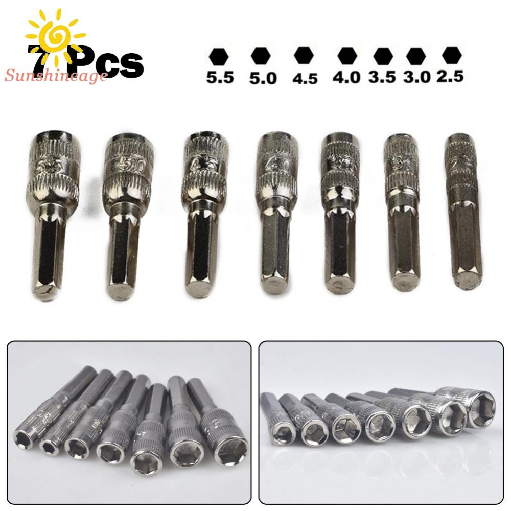 Bộ 7 Đầu Lục Giác Nối Dây Điện H4 (3 / 25 ") M2.5 / 3.0 / 3.5 / 4.0 / 4.5 / 5.0 / 5.5mm