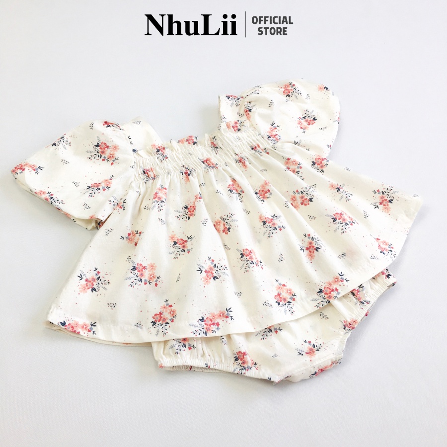 Váy bé gái NHULII váy hoa công chúa kèm quần cho bé 5 đến 14 Kg NI032