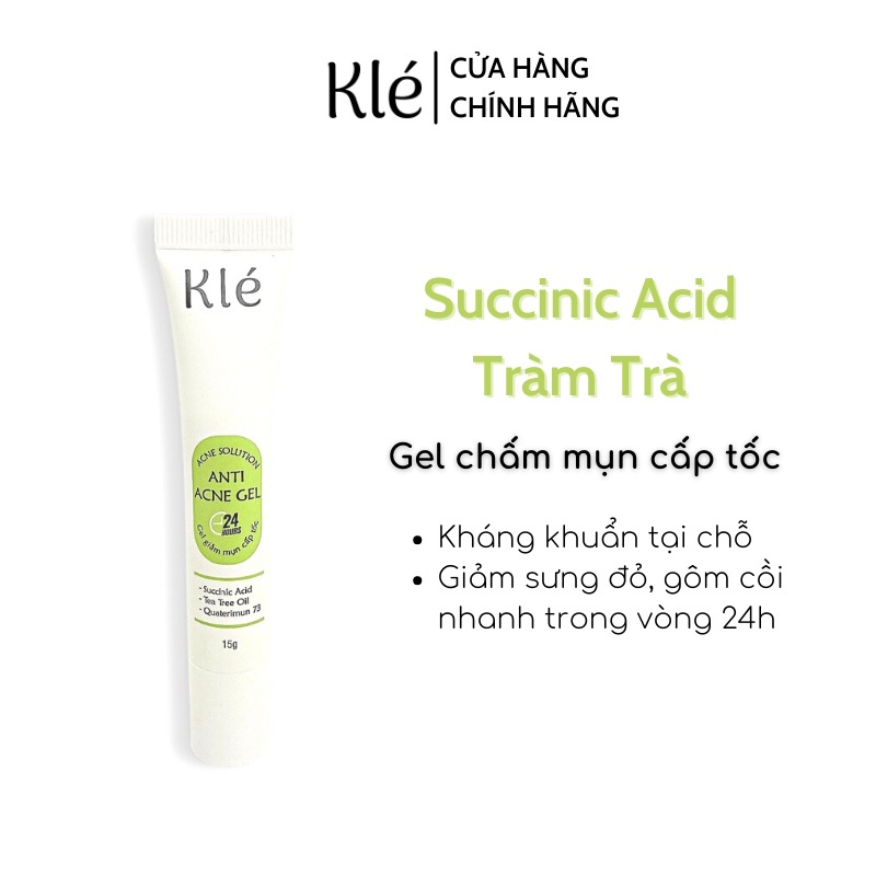 Gel chấm mụn Kle 15gr giúp giảm sưng đỏ, khô cồi, ngừa thâm sẹo ngăn mụn bọc, mụn li ti, mụn ẩn.