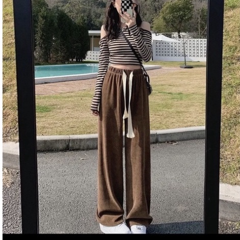 Quần ống rộng nhung tăm nữ nặng ~500g .chất nhung cao cấp/ hà ruby kho buôn thu hà (N1) NEW | BigBuy360 - bigbuy360.vn