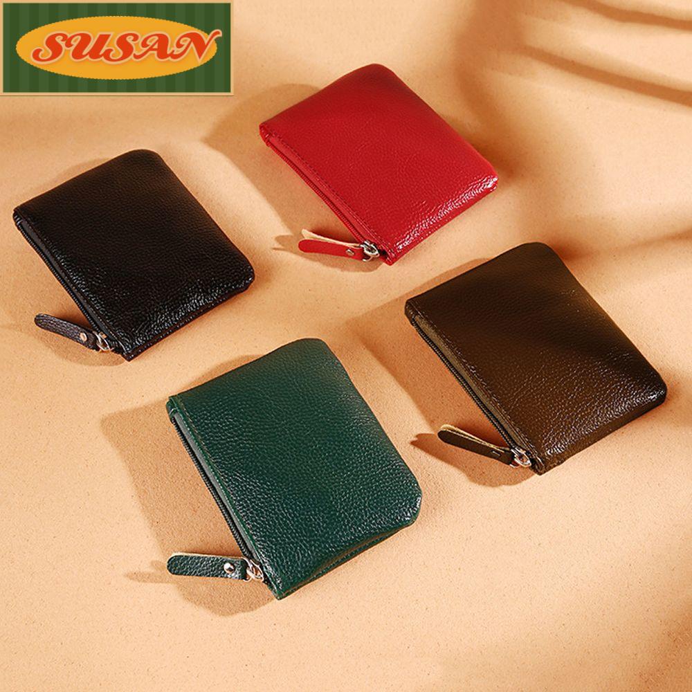 Ví da PU mini đựng thẻ ID nhiều màu sắc có khóa kéo đơn giản