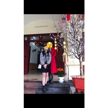 Áo khoác dạ caro phối da  mua 500k pass áo hãng