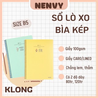 Sổ lò xo bìa kép klong b5, sổ caro b5